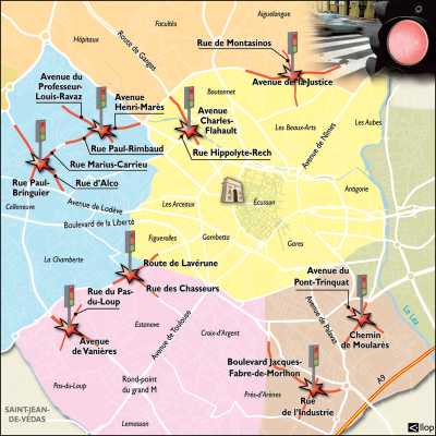 Nouveaux radars 
aux feux rouges 
de Montpellier