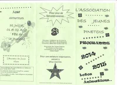 Association des Jeunes PINETOIS
Programme