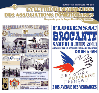 7-8-9 JUIN : MARSEILLAN
les Grandes Manoeuvres
sous l'Empire

8 Juin : Florensac : Brocante