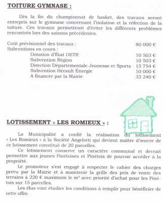 La toiture du Gymnase
le nouveau lotissement
"les Romieux"