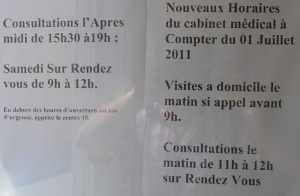 Horaires
----
en cas d'urgence hors horaires
appelez le 15 (Samu)